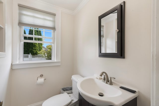 37 Dale Rd, Wethersfield, CT 06109 - half bathroom featuring vanity and crown molding