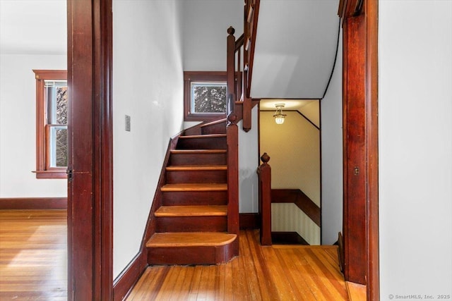 289 Gulf St, Milford, CT 06460 - stairway with baseboards and hardwood / wood-style flooring
