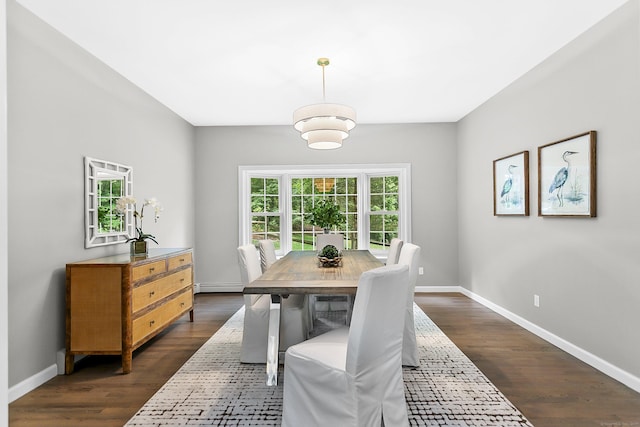 10 Applegate Ln, Monroe, CT 06468 - dining space with dark wood-style flooring and a baseboard heating unit