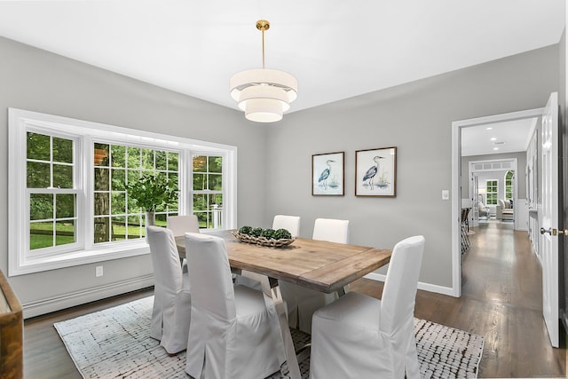 10 Applegate Ln, Monroe, CT 06468 - dining space with baseboard heating and dark wood-type flooring
