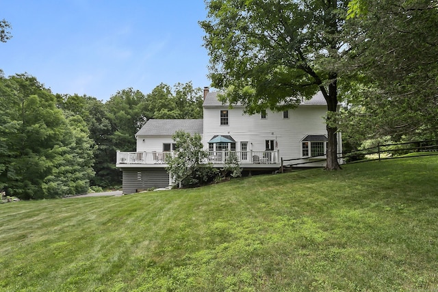 10 Applegate Ln, Monroe, CT 06468 - back of house featuring a wooden deck and a chimney
