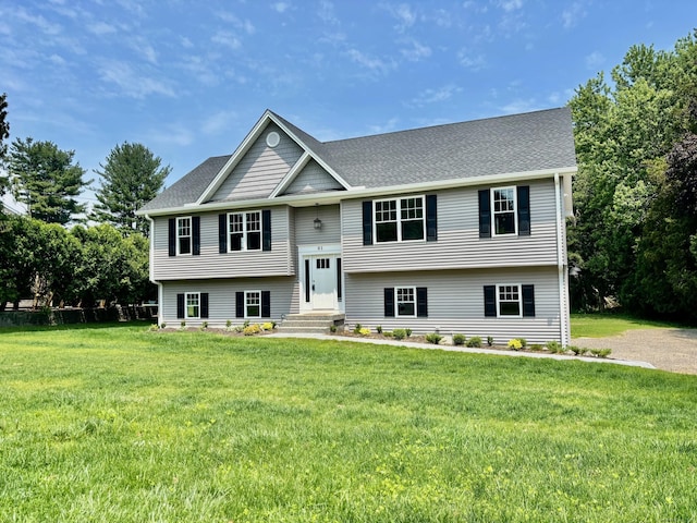 01 Sunrise Rd, Danbury, CT 06811 - split foyer home featuring a front yard and a shingled roof