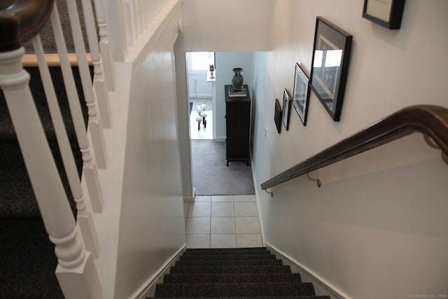 84 Shepards Knoll Dr Unit 84, Hamden, CT 06514 - stairway featuring carpet, tile patterned flooring, and baseboards