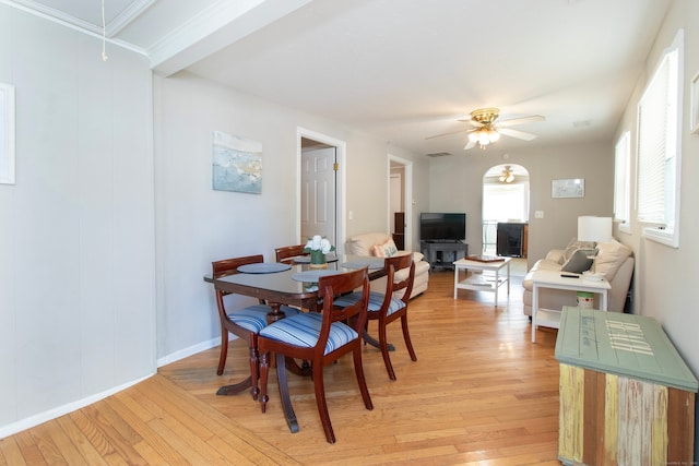 102 Broadway, Milford, CT 06460 - dining area with ceiling fan, visible vents, and light wood finished floors