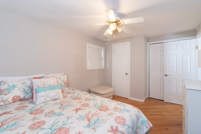 102 Broadway, Milford, CT 06460 - bedroom featuring baseboards, ceiling fan, a closet, and light wood-style flooring