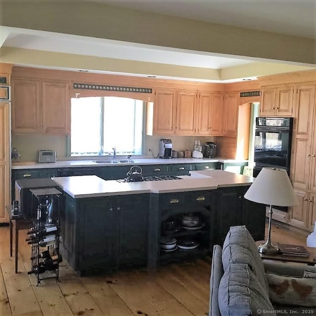 7 Beacon Ln, Norfolk, CT 06058 - kitchen featuring light wood finished floors, light countertops, a sink, and a kitchen island