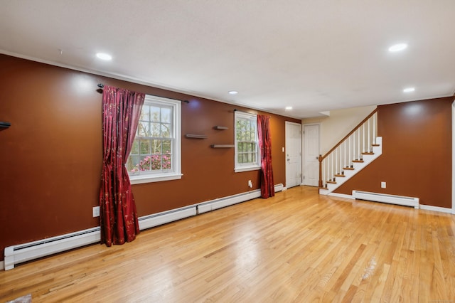 17 Fernwood Ln, Somers, CT 06071 - interior space with recessed lighting, wood finished floors, a baseboard heating unit, and stairs