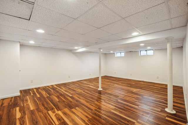 17 Fernwood Ln, Somers, CT 06071 - basement featuring baseboards, recessed lighting, wood finished floors, and a drop ceiling