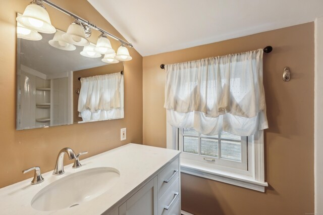 17 Fernwood Ln, Somers, CT 06071 - bathroom with vanity and vaulted ceiling
