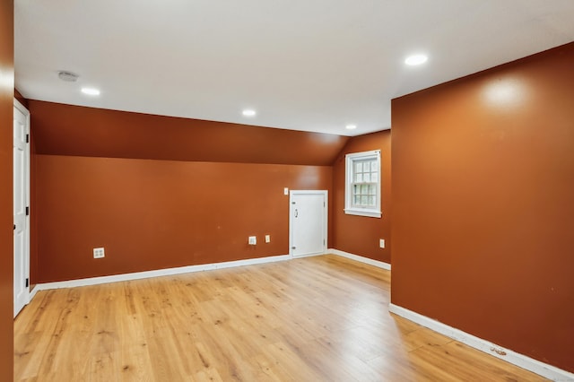 17 Fernwood Ln, Somers, CT 06071 - bonus room with baseboards, recessed lighting, light wood finished floors, and vaulted ceiling