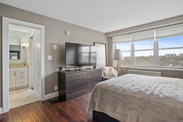 2625 Park Ave Phj, Phj, Bridgeport, CT 06604 - bedroom featuring baseboards, a sink, and dark wood-style floors