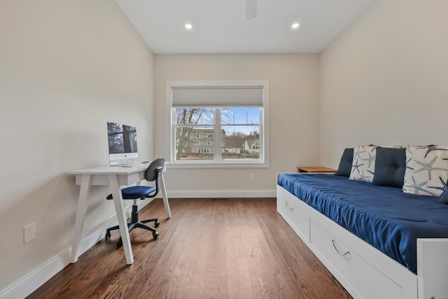 52 Morningside Dr, Greenwich, CT 06830 - bedroom with a desk, wood finished floors, and recessed lighting