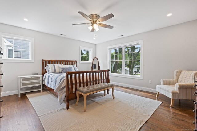 52 Morningside Dr, Greenwich, CT 06830 - bedroom with wood finished floors, recessed lighting, and ceiling fan