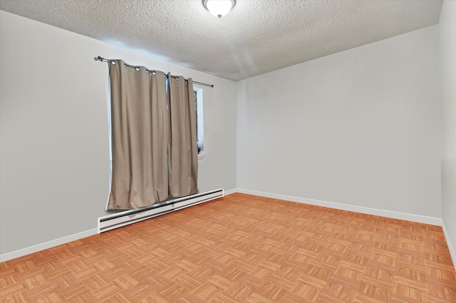121-123 Sumac St, Waterbury, CT 06704 - empty room featuring baseboards, a baseboard radiator, and a textured ceiling