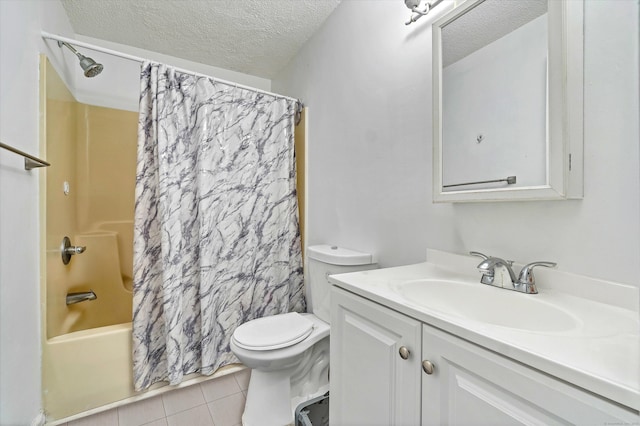 121-123 Sumac St, Waterbury, CT 06704 - full bathroom with a textured ceiling, shower / bath combination with curtain, vanity, tile patterned floors, and toilet
