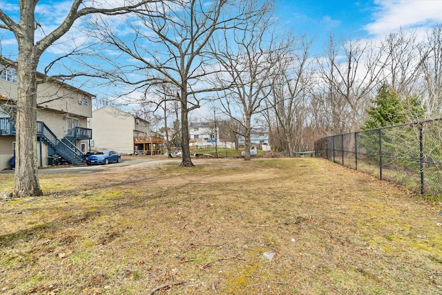 121-123 Sumac St, Waterbury, CT 06704 - view of yard featuring stairway, fence, and a wooden deck