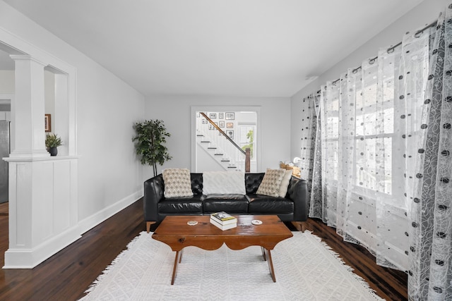 4 Glynn Ave, Middletown, CT 06457 - living area featuring wood finished floors, stairs, and baseboards