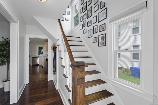 4 Glynn Ave, Middletown, CT 06457 - staircase featuring wood finished floors, plenty of natural light, and baseboards