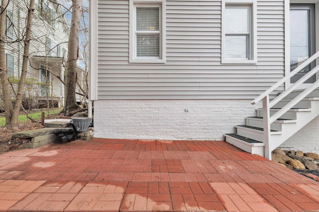 view of patio / terrace with stairway