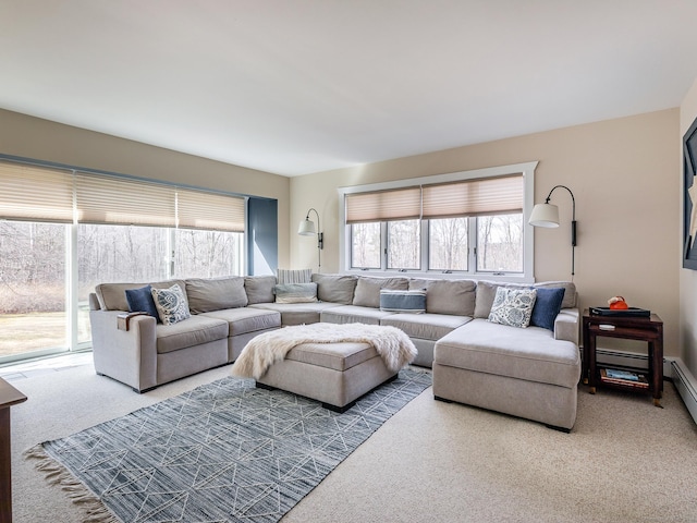 living room featuring carpet floors