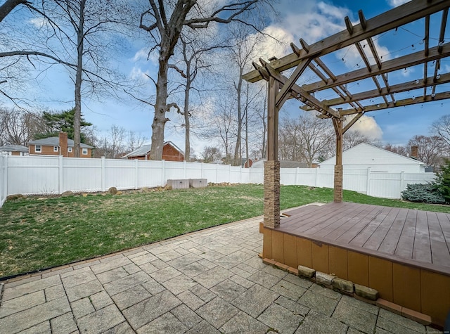 view of patio featuring a fenced backyard and a pergola
