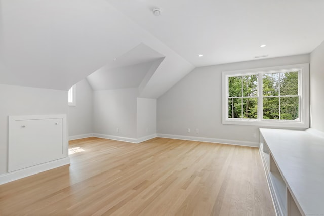11 Tierney Ln, Westport, CT 06880 - bonus room featuring lofted ceiling, light wood-style floors, baseboards, and recessed lighting
