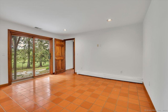 89 E St, Morris, CT 06763 - tiled empty room featuring recessed lighting, baseboards, and a baseboard heating unit