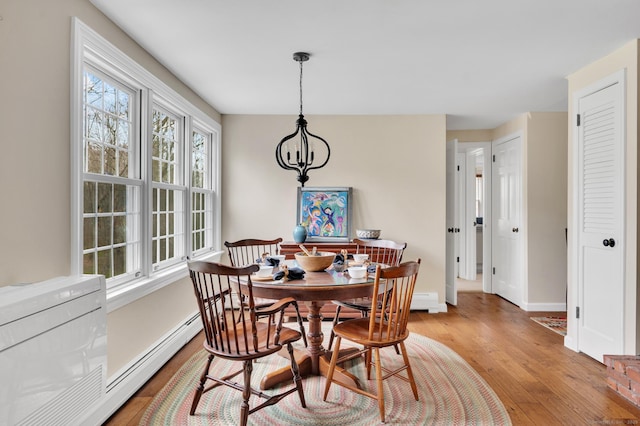 dining room with baseboards and light wood finished floors