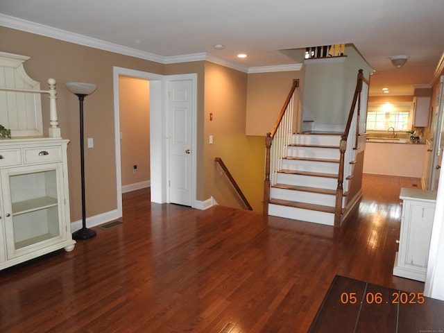 70 Allison Way Unit 70, East Haven, CT 06512 - staircase with wood finished floors, ornamental molding, recessed lighting, and baseboards
