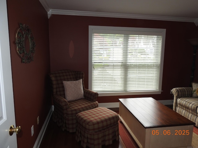 70 Allison Way Unit 70, East Haven, CT 06512 - sitting room featuring baseboards, ornamental molding, and wood finished floors