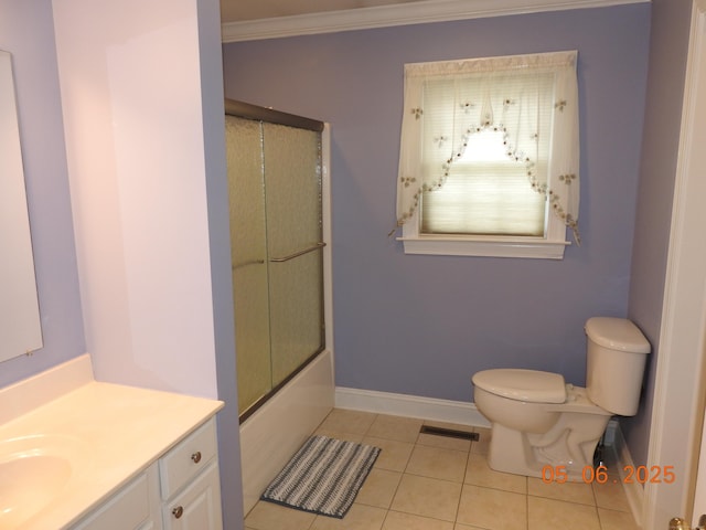 70 Allison Way Unit 70, East Haven, CT 06512 - full bathroom with toilet, vanity, tile patterned floors, baseboards, and enclosed tub / shower combo