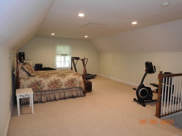 70 Allison Way Unit 70, East Haven, CT 06512 - bedroom featuring lofted ceiling, carpet, baseboards, and recessed lighting