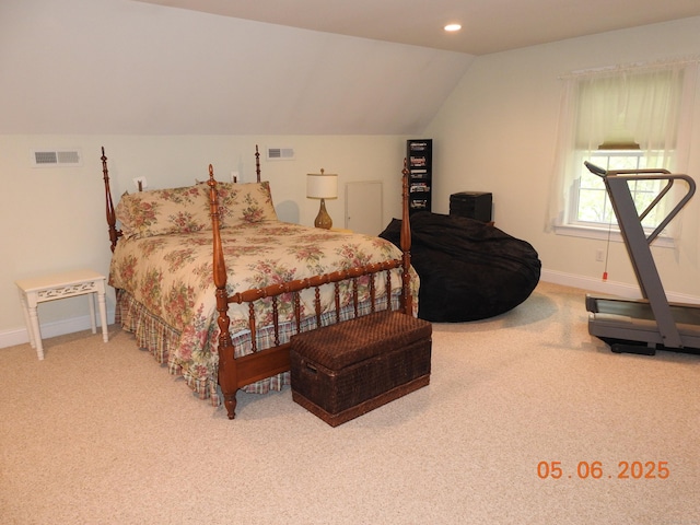 70 Allison Way Unit 70, East Haven, CT 06512 - bedroom with carpet flooring, lofted ceiling, baseboards, and recessed lighting