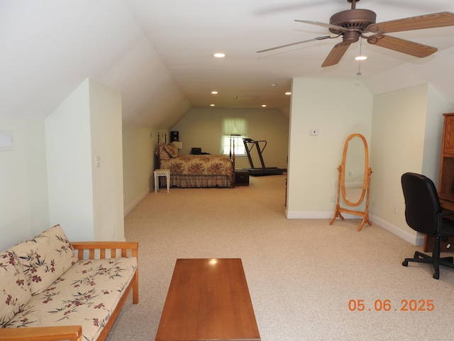 70 Allison Way Unit 70, East Haven, CT 06512 - bedroom featuring lofted ceiling, light carpet, baseboards, and recessed lighting