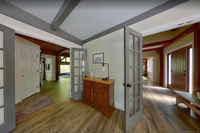 128 Spaulding Rd, Brooklyn, CT 06234 - hall featuring french doors, light wood-style floors, and baseboards