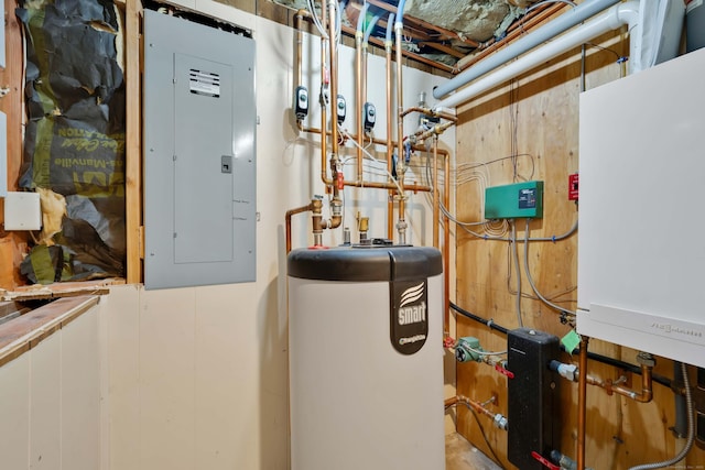 340 Brookfield St, South Windsor, CT 06074 - utility room with electric panel and water heater