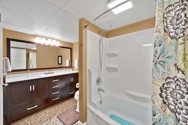 340 Brookfield St, South Windsor, CT 06074 - full bathroom with toilet, shower / bath combination with curtain, and double vanity