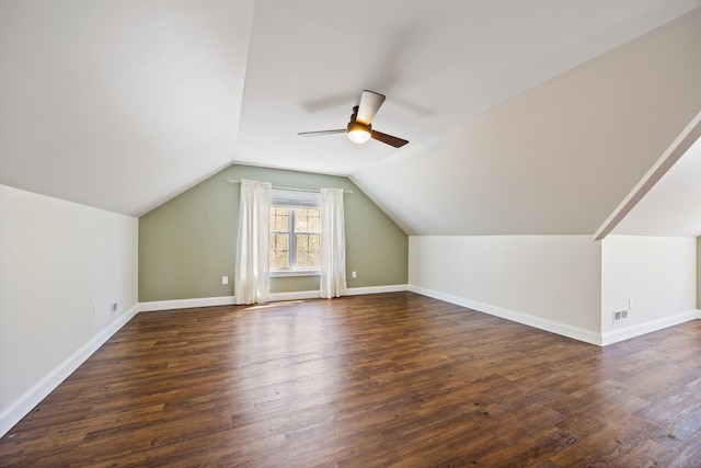31 Cambridge Ct, Colchester, CT 06415 - bonus room with a ceiling fan, dark wood-style flooring, lofted ceiling, and baseboards