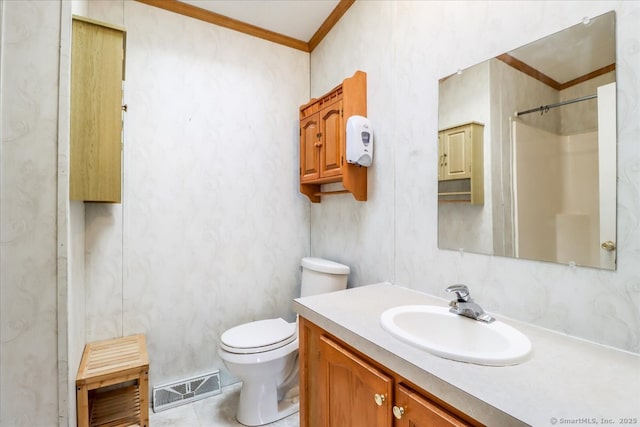 54 Western Sands Sands, Wallingford, CT 06492 - full bath featuring ornamental molding, visible vents, toilet, and vanity