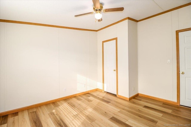 54 Western Sands Sands, Wallingford, CT 06492 - empty room with baseboards, light wood-type flooring, ornamental molding, and ceiling fan