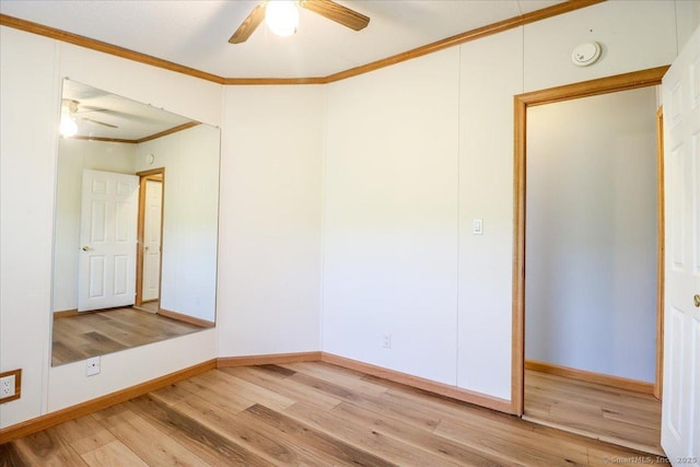 54 Western Sands Sands, Wallingford, CT 06492 - empty room featuring light wood-style floors, crown molding, a ceiling fan, and baseboards