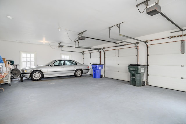 garage with a garage door opener