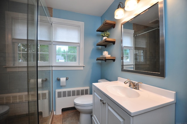 5 Middle Dr, Windsor Locks, CT 06096 - full bath featuring radiator, vanity, a tile shower, and tile patterned flooring