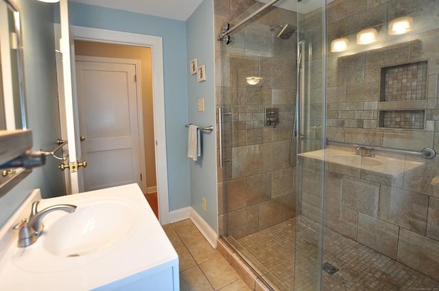 5 Middle Dr, Windsor Locks, CT 06096 - bathroom featuring tile patterned flooring, a stall shower, and vanity