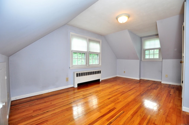5 Middle Dr, Windsor Locks, CT 06096 - additional living space with radiator heating unit, hardwood / wood-style floors, and vaulted ceiling