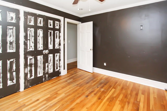 15 Old Stream Ln, Trumbull, CT 06611 - unfurnished bedroom with wood finished floors, crown molding, and ceiling fan