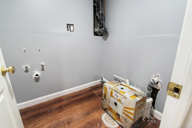 15 Old Stream Ln, Trumbull, CT 06611 - laundry room with hardwood / wood-style floors and baseboards