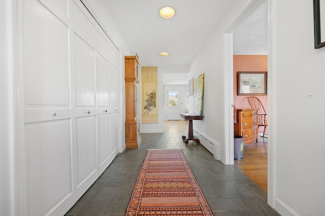 27 Wilbur Rd, Stonington, CT 06378 - hall featuring baseboards, recessed lighting, and stone tile floors