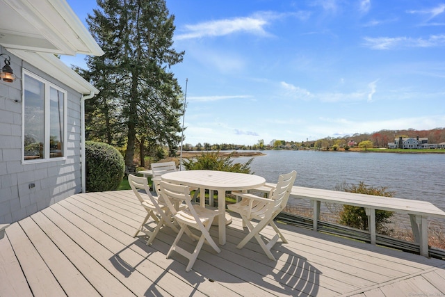27 Wilbur Rd, Stonington, CT 06378 - deck featuring a water view and outdoor dining space