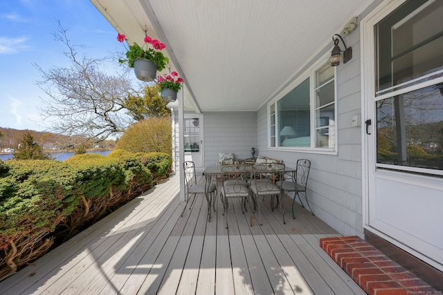 27 Wilbur Rd, Stonington, CT 06378 - deck with outdoor dining space and a water view